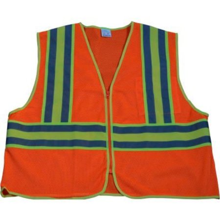 PETRA ROC INC Petra Roc Two Tone DOT Safety Vest W/1" Reflective Tape, Class 2, Polyester Mesh, Orange, 2XL/3XL OVM2-CB2-2X/3X